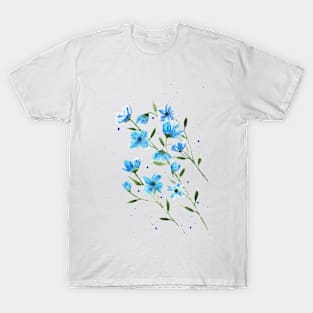 Blue daisies with black background T-Shirt